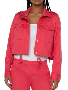 Liverpool Cropped Utility Jacket in watermelon
